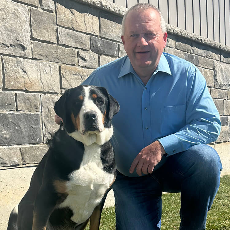 trevor russwurm with his family dog, lucy