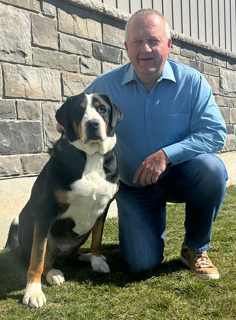 trevor russwurm with his family dog, lucy